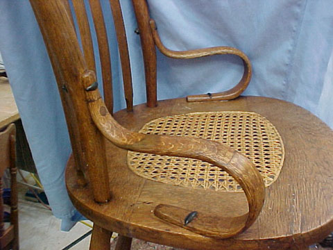 Curved chair arm after and installed