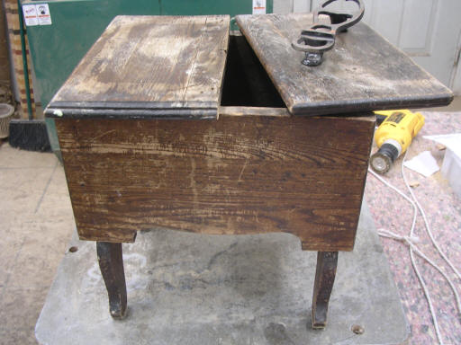 antique shoeshine kit box back before